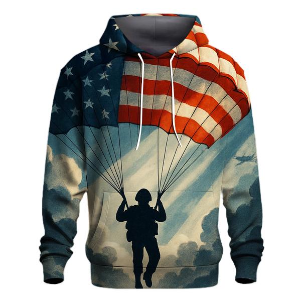 Airborne Silhouette Over Flag Cloudbreak pullover hoodies