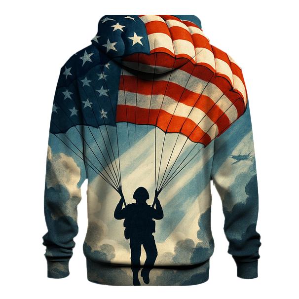 Airborne Silhouette Over Flag Cloudbreak pullover hoodies