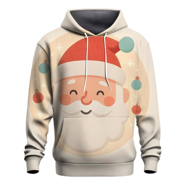 Minimal Santa Face With Frosted Ornament Halo hoodie styles