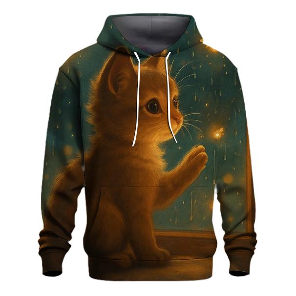 Rainy Window Paws And Fireflies zip-up hoodies