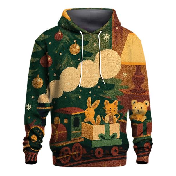 Vintage Holiday Poster Toy Train Carousel graphic hoodies