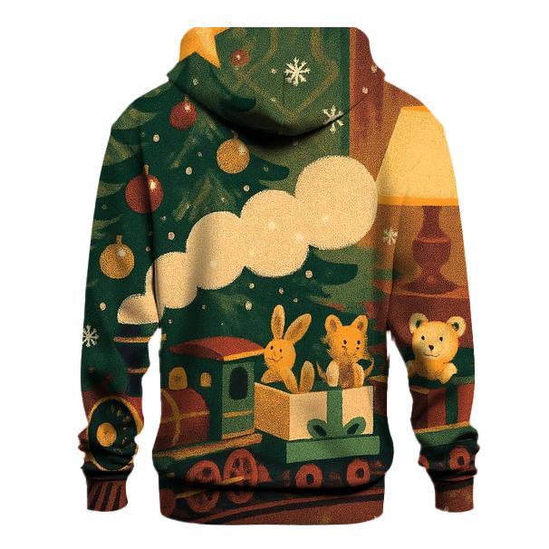 Vintage Holiday Poster Toy Train Carousel graphic hoodies