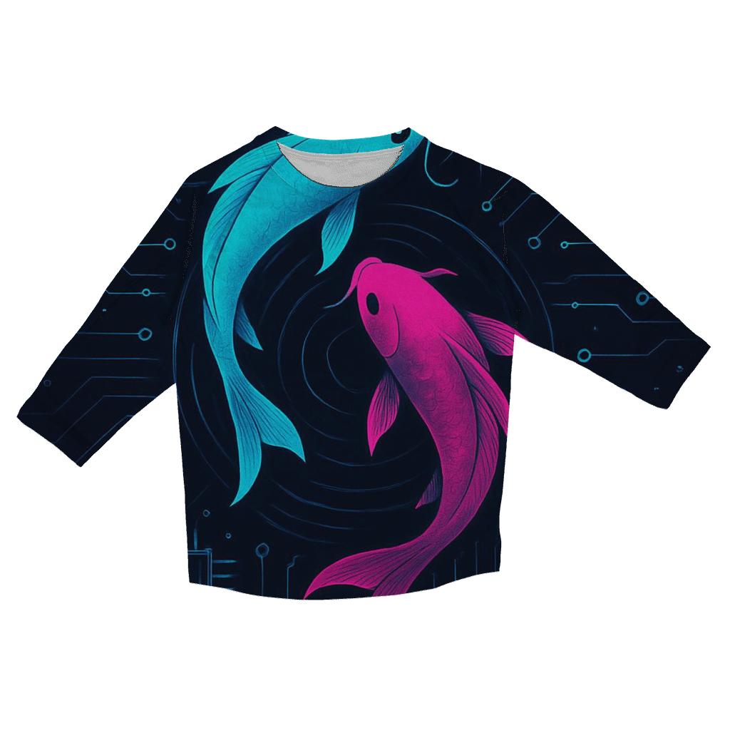 Neon Koi Circuit Stream fashion 3/4 sleeve shirts