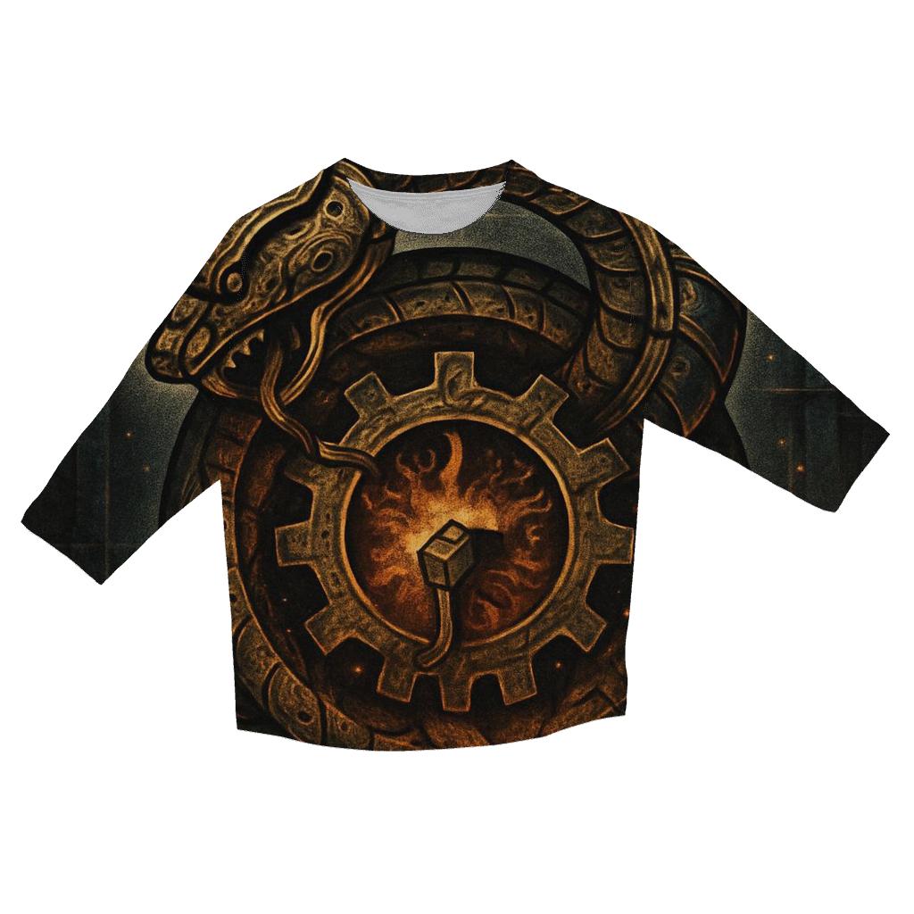 Clockwork Ouroboros Foundry printed three quarter sleeve shirts