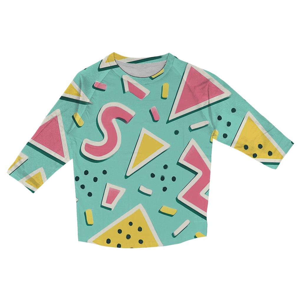 Pastel Memphis Sticker Collage cotton quarter sleeve shirts