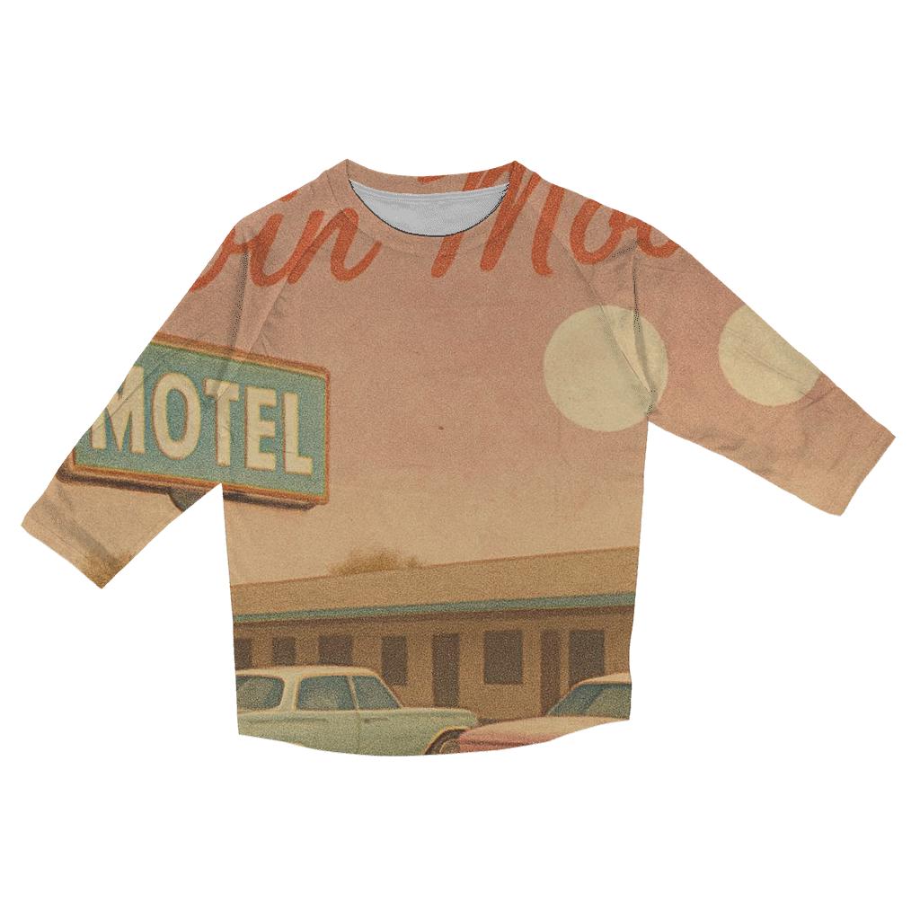 Retro Postcard Motel Under Twin Moons fashion 3/4 sleeve shirts