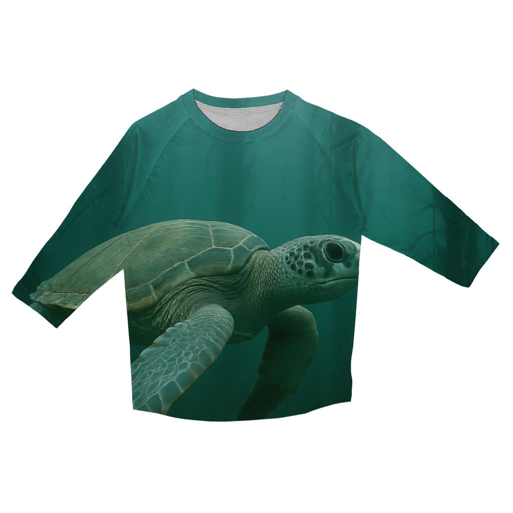 Kelp Forest Glide Green Sea Turtle trendy 3/4 sleeve tops