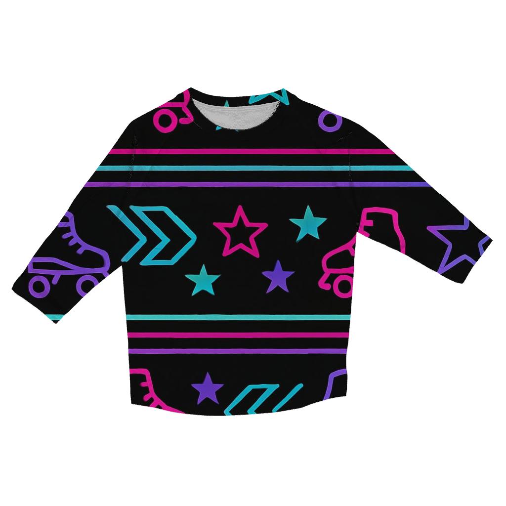 Neon Roller Rink Floor Pattern stylish quarter sleeve tops