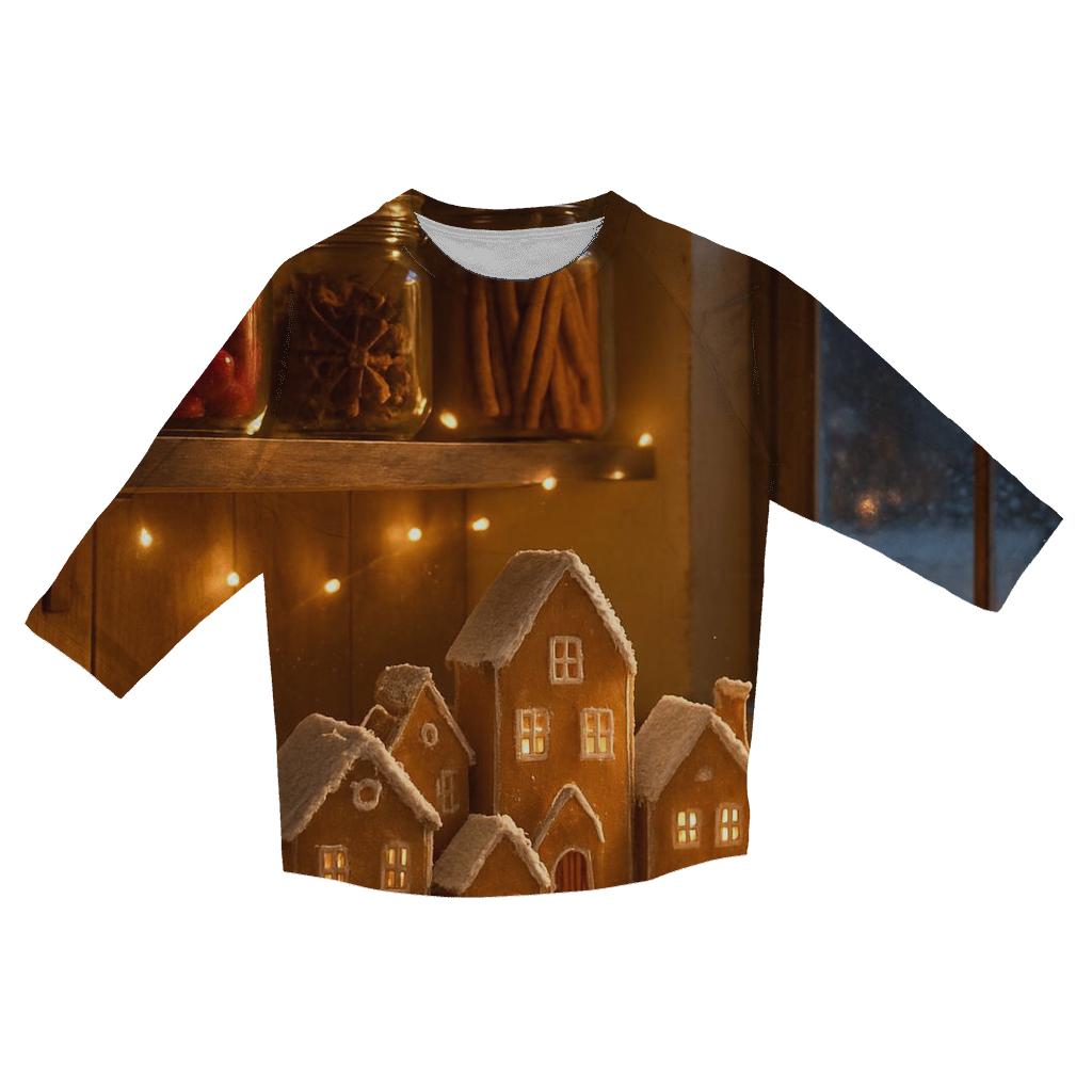 Sugarplum Pantry With Frosted Gingerbread Village personalized 3/4 sleeve tees