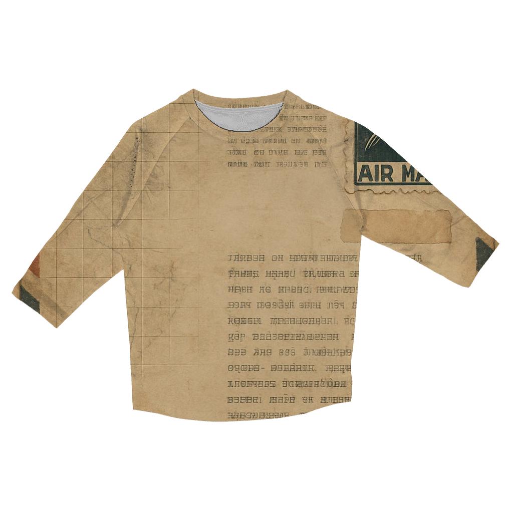 Sepia Air Mail Letter From Mars fashion 3/4 sleeve shirts