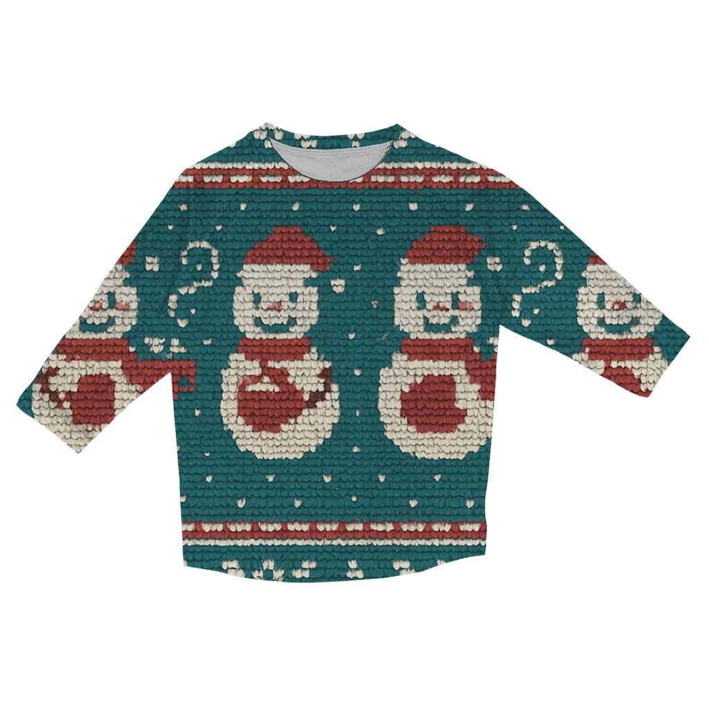 Snowman Cocoa Mug Fair Isle Bands Design designer 3/4 sleeve blouses