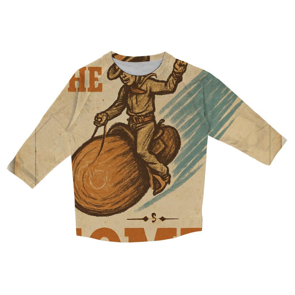 Weathered Western Space Rodeo Playbill stylish quarter sleeve tops