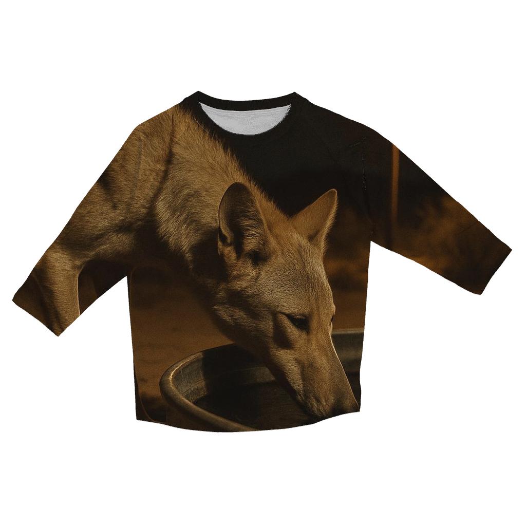 Desert Wolf Drinking At Remote Cistern At Night trendy 3/4 sleeve tops
