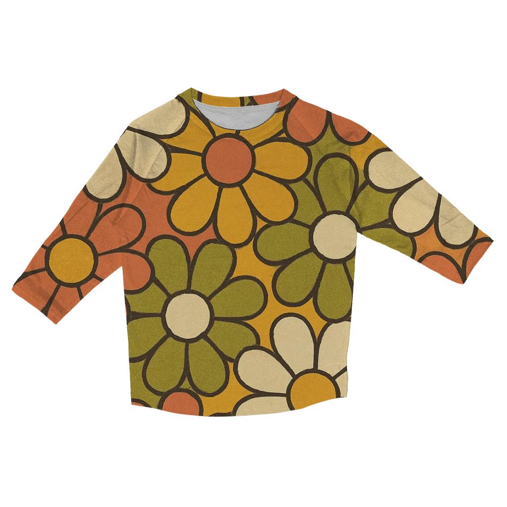 Funky Flower Tile Burst cotton quarter sleeve shirts