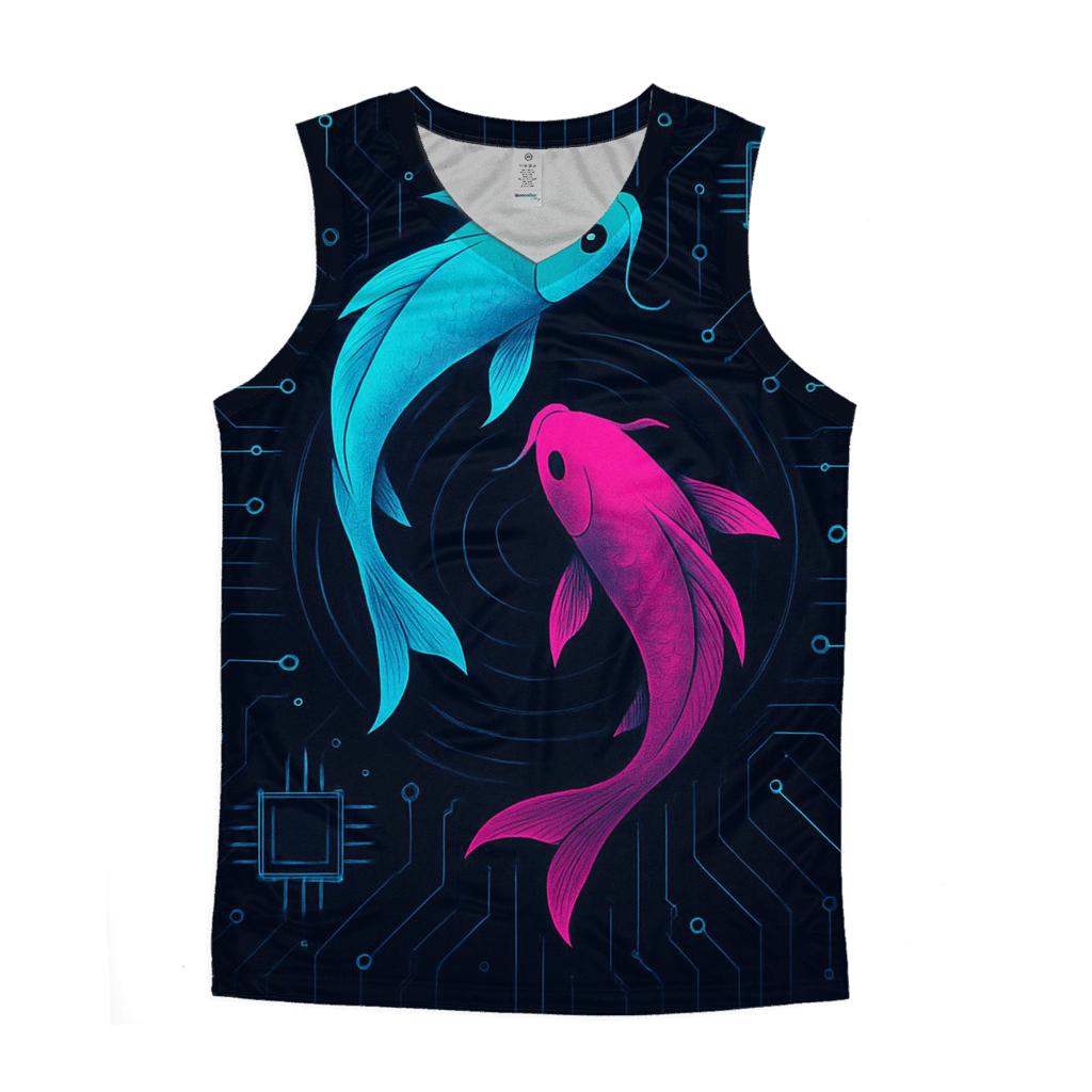 Neon Koi Circuit Stream trendy fitted tank tops