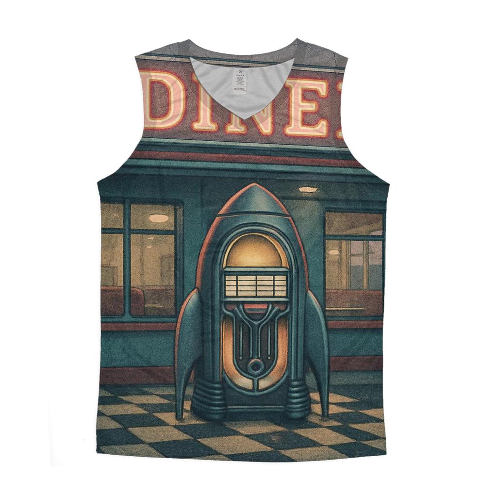 Faded Space Age Diner Neon Poster custom tank tops