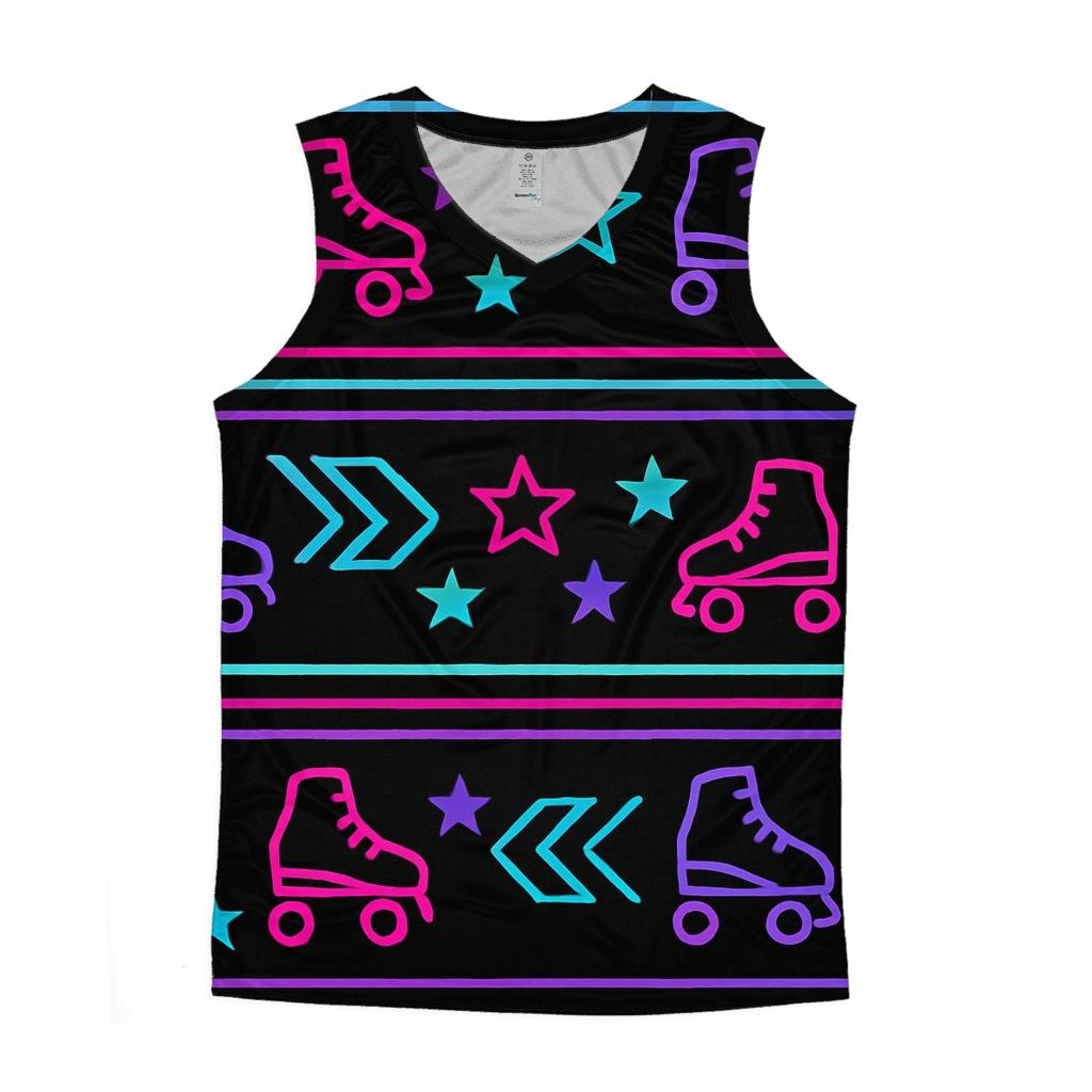 Neon Roller Rink Floor Pattern sports performance tank tops