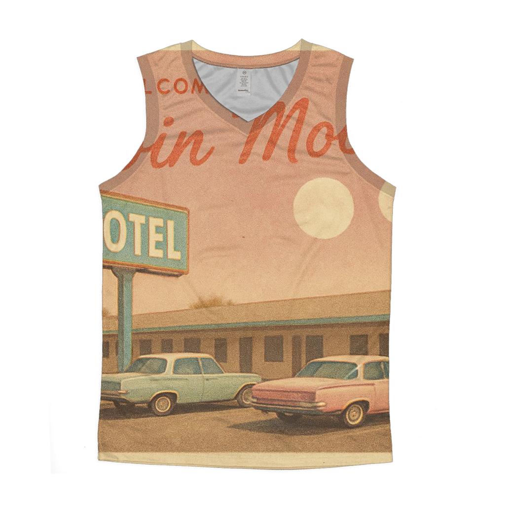 Retro Postcard Motel Under Twin Moons stylish racerback tanks