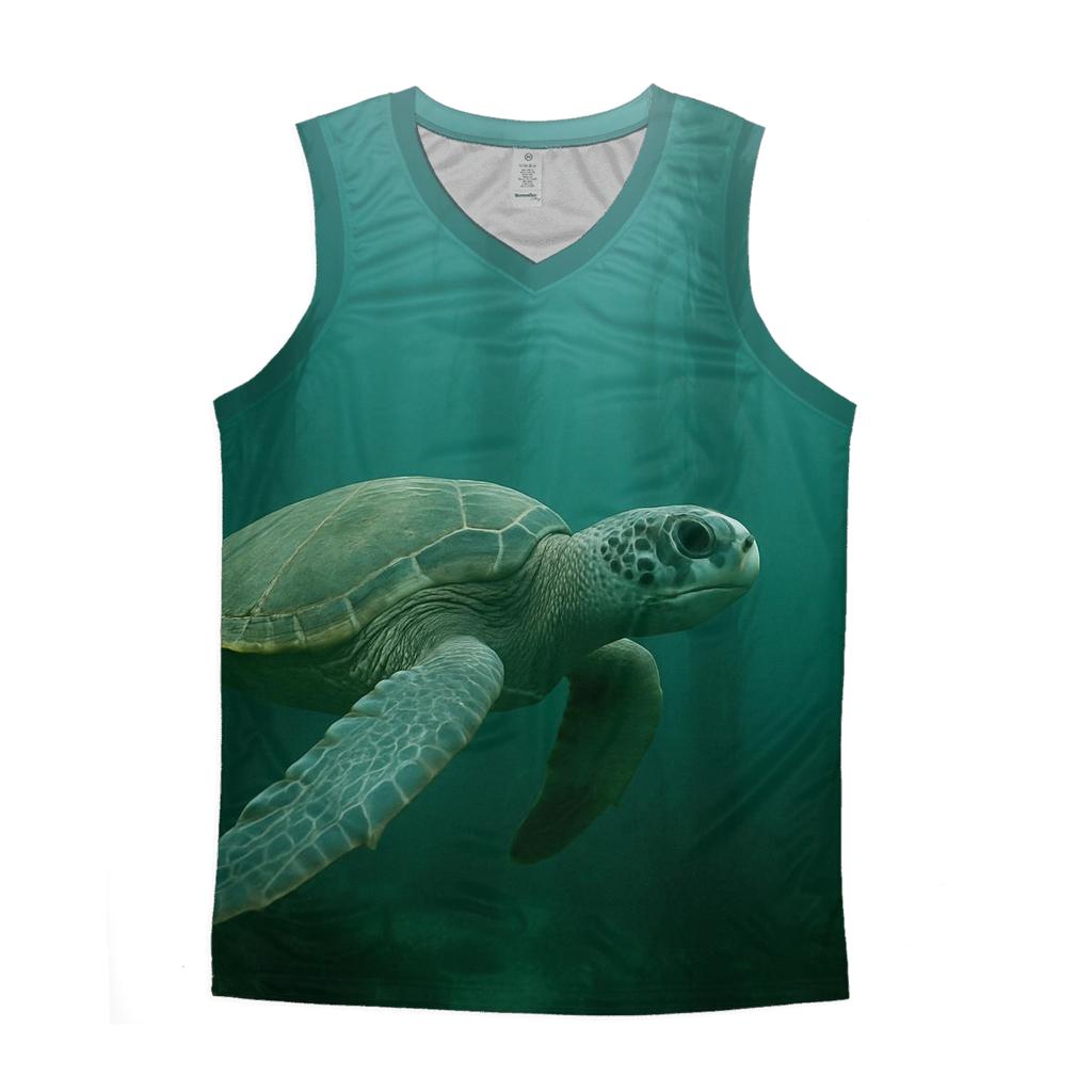 Kelp Forest Glide Green Sea Turtle graphic print tank tops