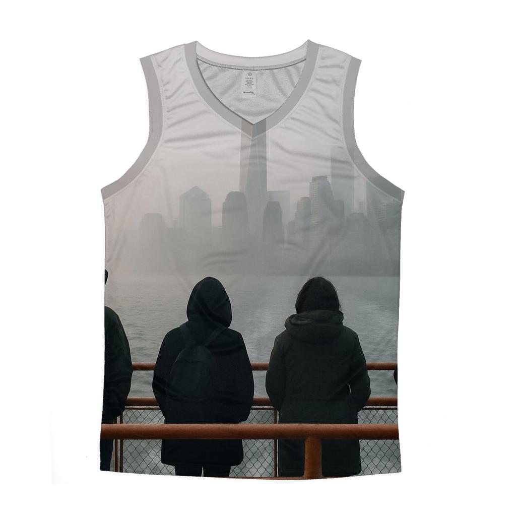 Harbor Fog Revealing Lower Manhattan From Staten Island Ferry Deck personalized athletic tanks