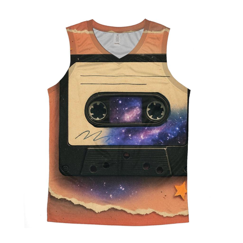 Retro Cassette Galaxy Collage stylish racerback tanks