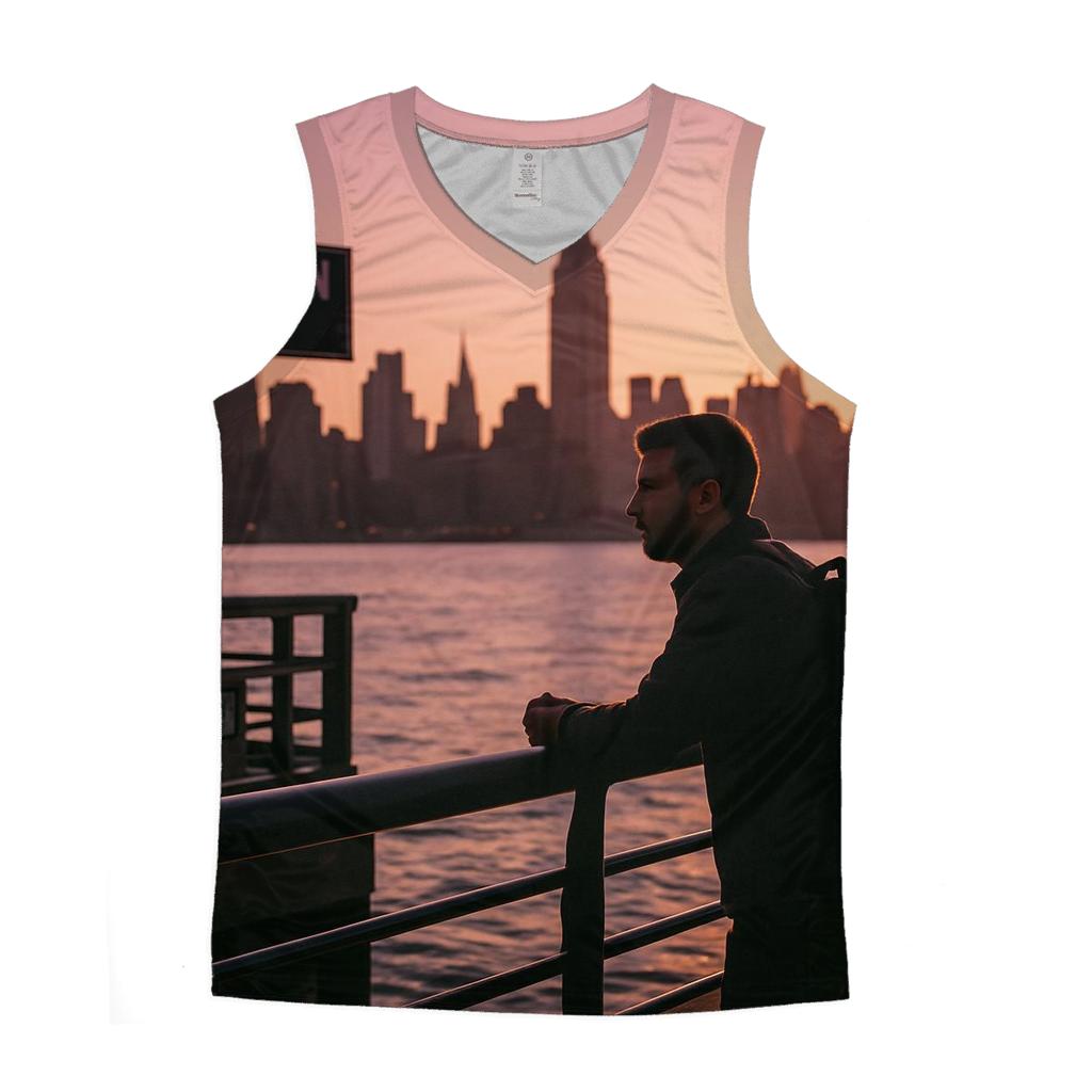 Sunset Silhouette From Hoboken Pier With Commuter Pause stylish racerback tanks
