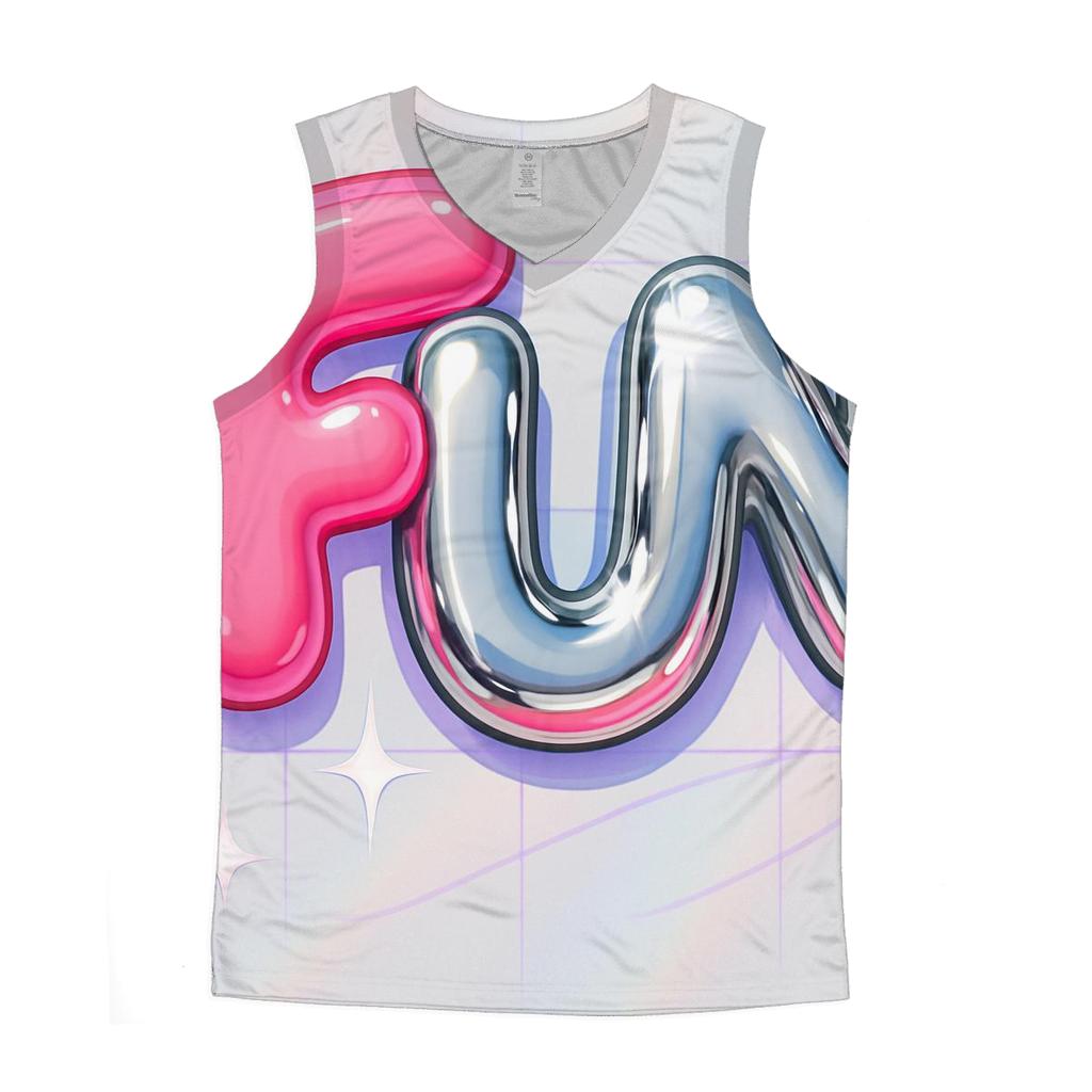 Candy Chrome Bubble Letters graphic print tank tops