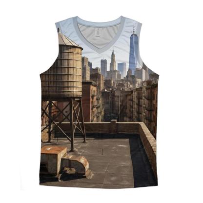 Chinatown Rooftop Water Tower With Downtown Backdrop designer workout tanks