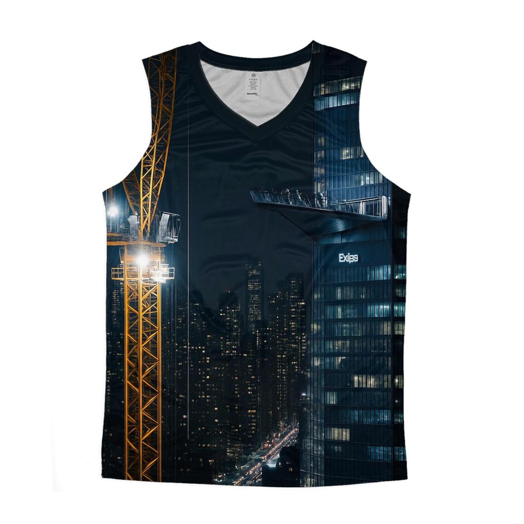 Night Construction Crane Above Hudson Yards Observation Deck stylish racerback tanks