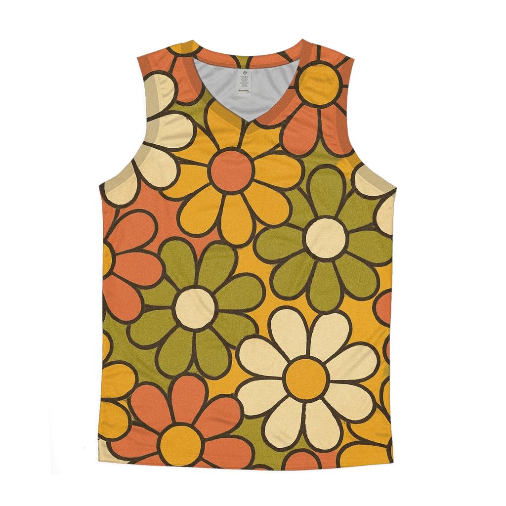 Funky Flower Tile Burst cotton sleeveless tops