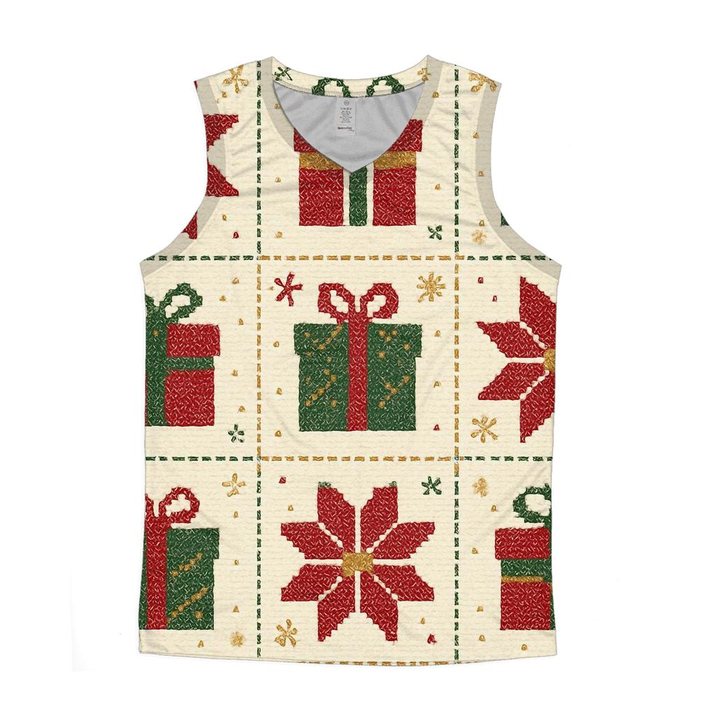Poinsettia Present Patchwork Design cotton sleeveless tops