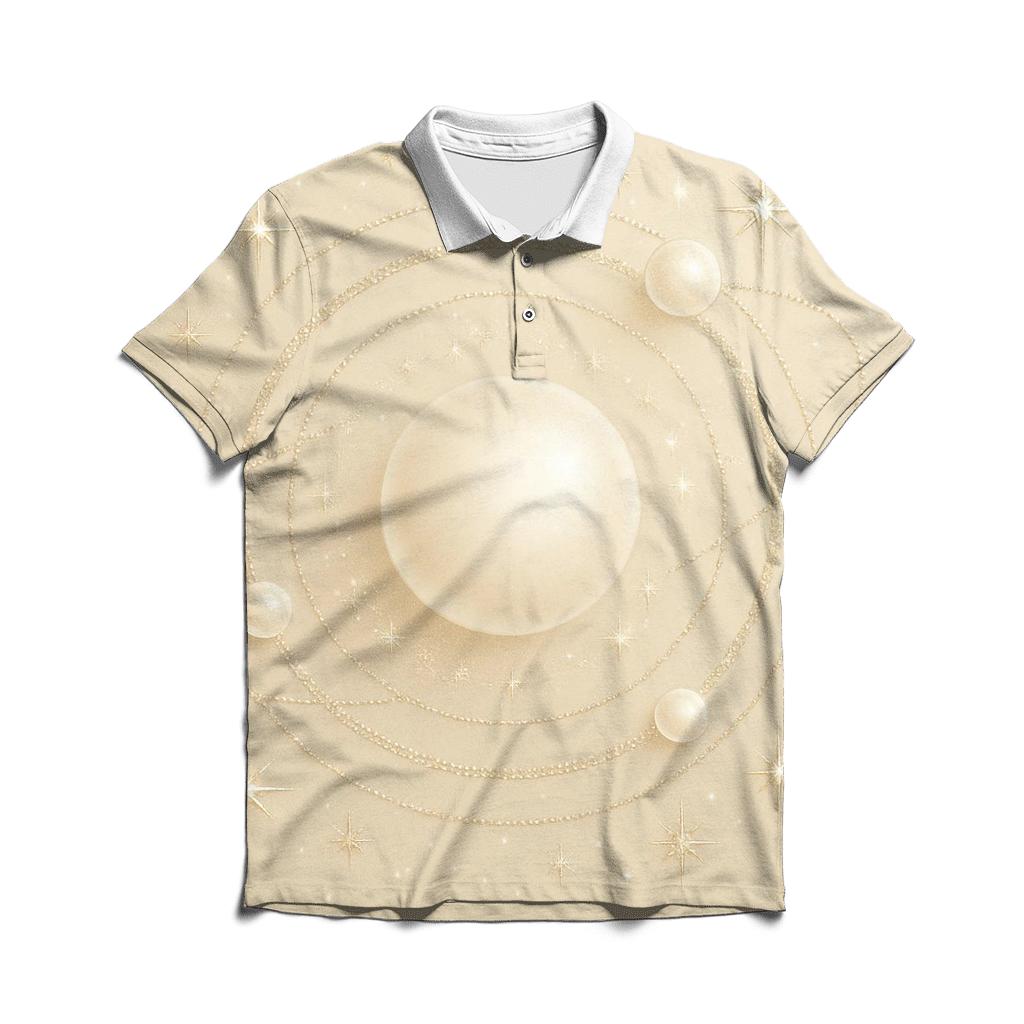 Champagne Orbit Pearls designer slim fit polos