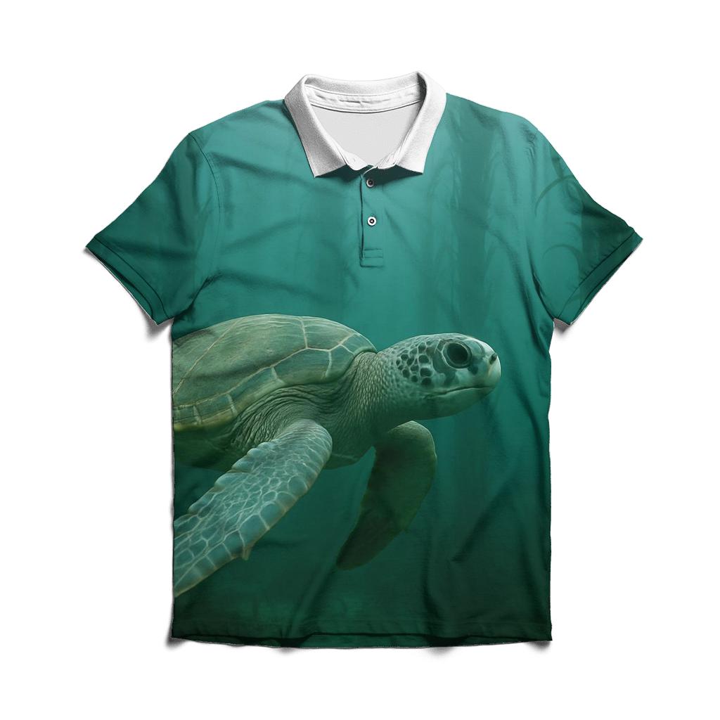 Kelp Forest Glide Green Sea Turtle personalized polo shirts