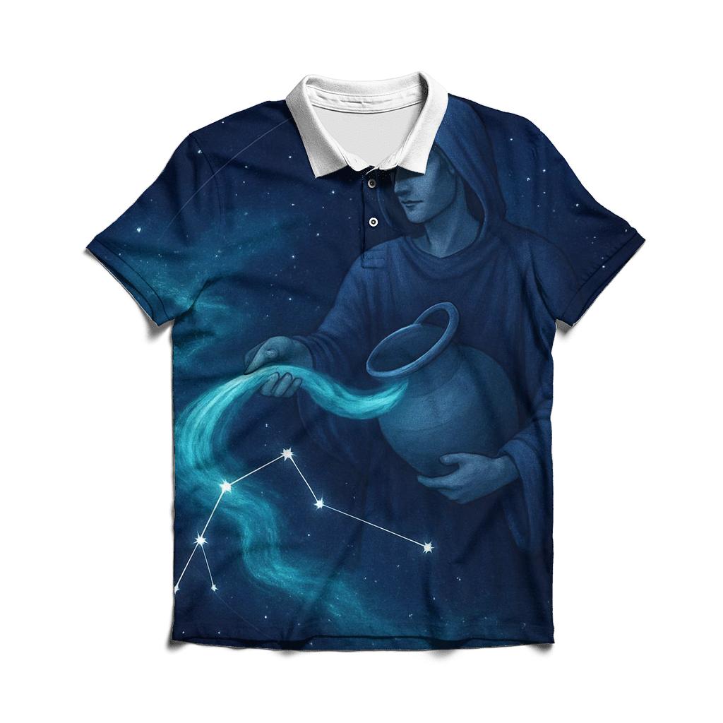 Aquarius Water Bearer Nebula Pour branded logo polo shirts