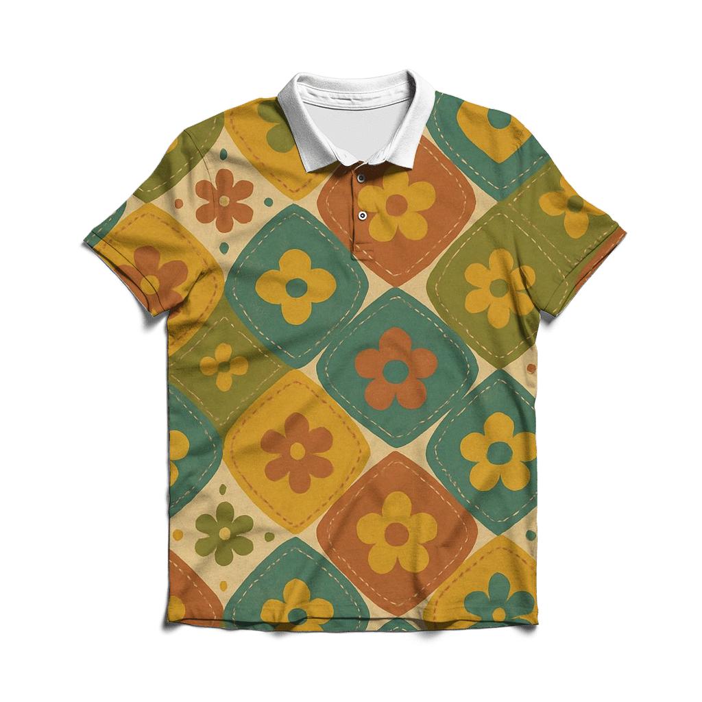 Folk Art Patchwork Medallions casual sports polo shirts