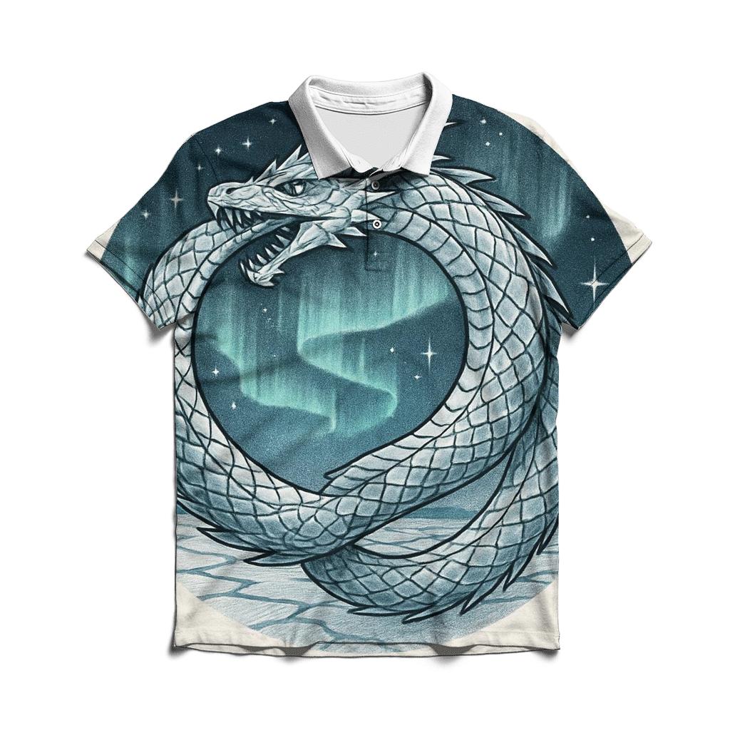 Arctic Aurora Ouroboros custom polo shirts
