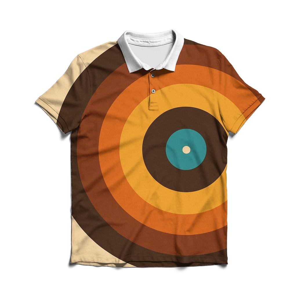 Vinyl Record Ripple Rings embroidered polo tops