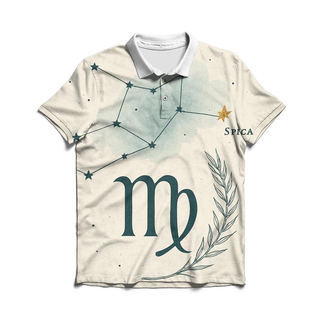Virgo Sheaf Of Wheat Star Chart premium cotton polo shirts