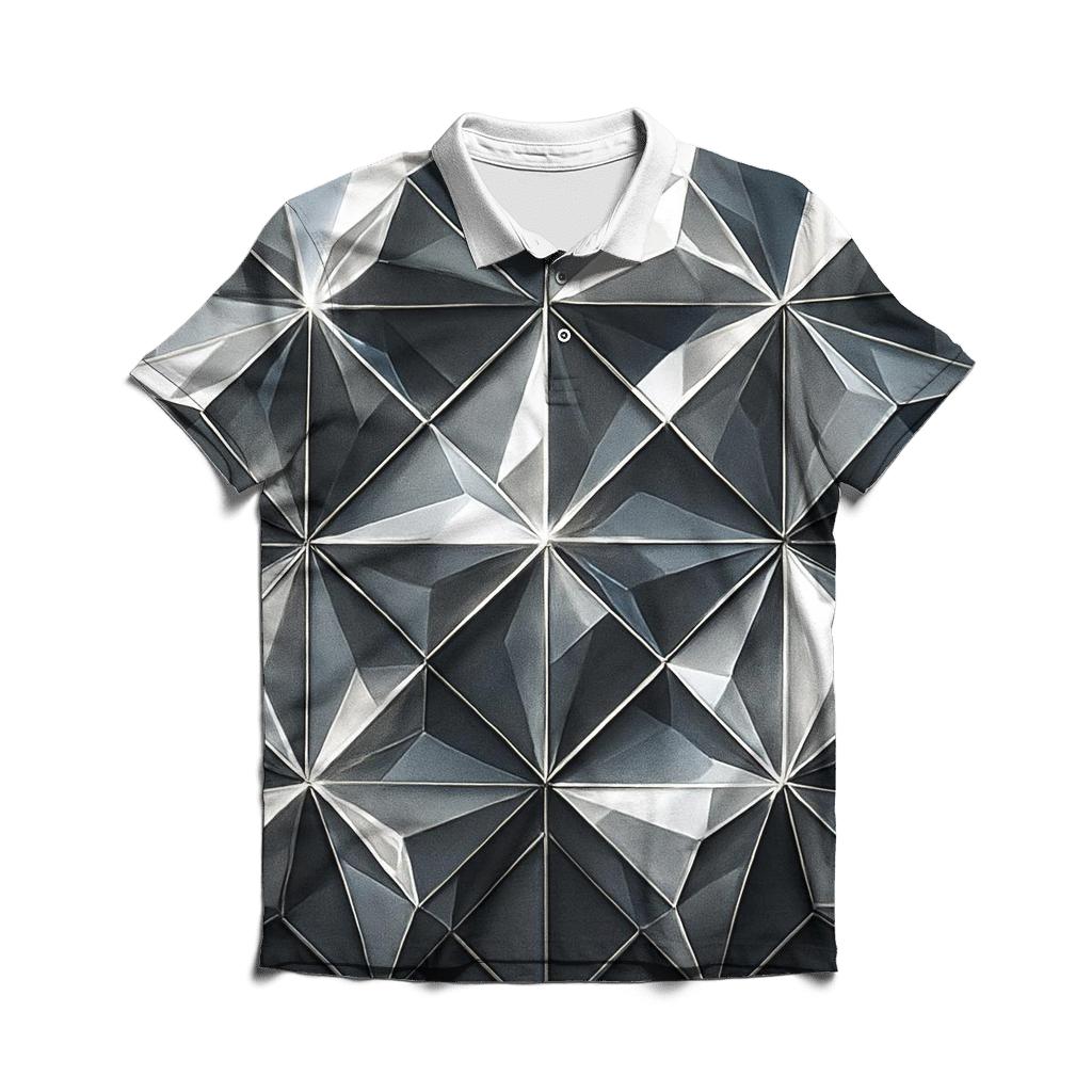 Silver Charcoal Facet Lattice designer slim fit polos