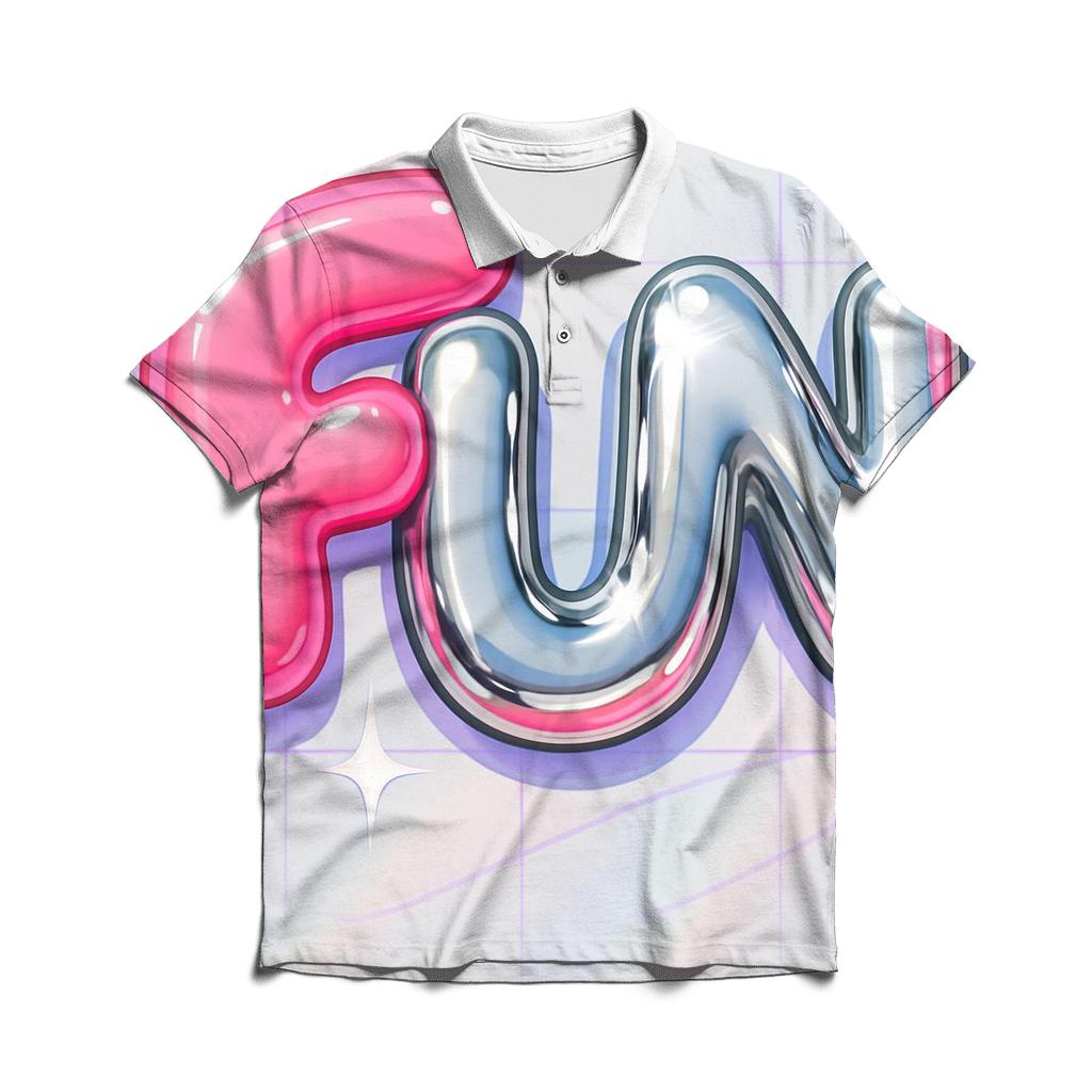 Candy Chrome Bubble Letters embroidered polo tops