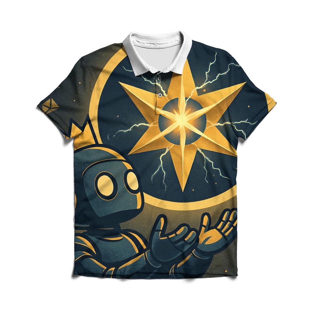 Paper Crown Star Engine embroidered polo tops