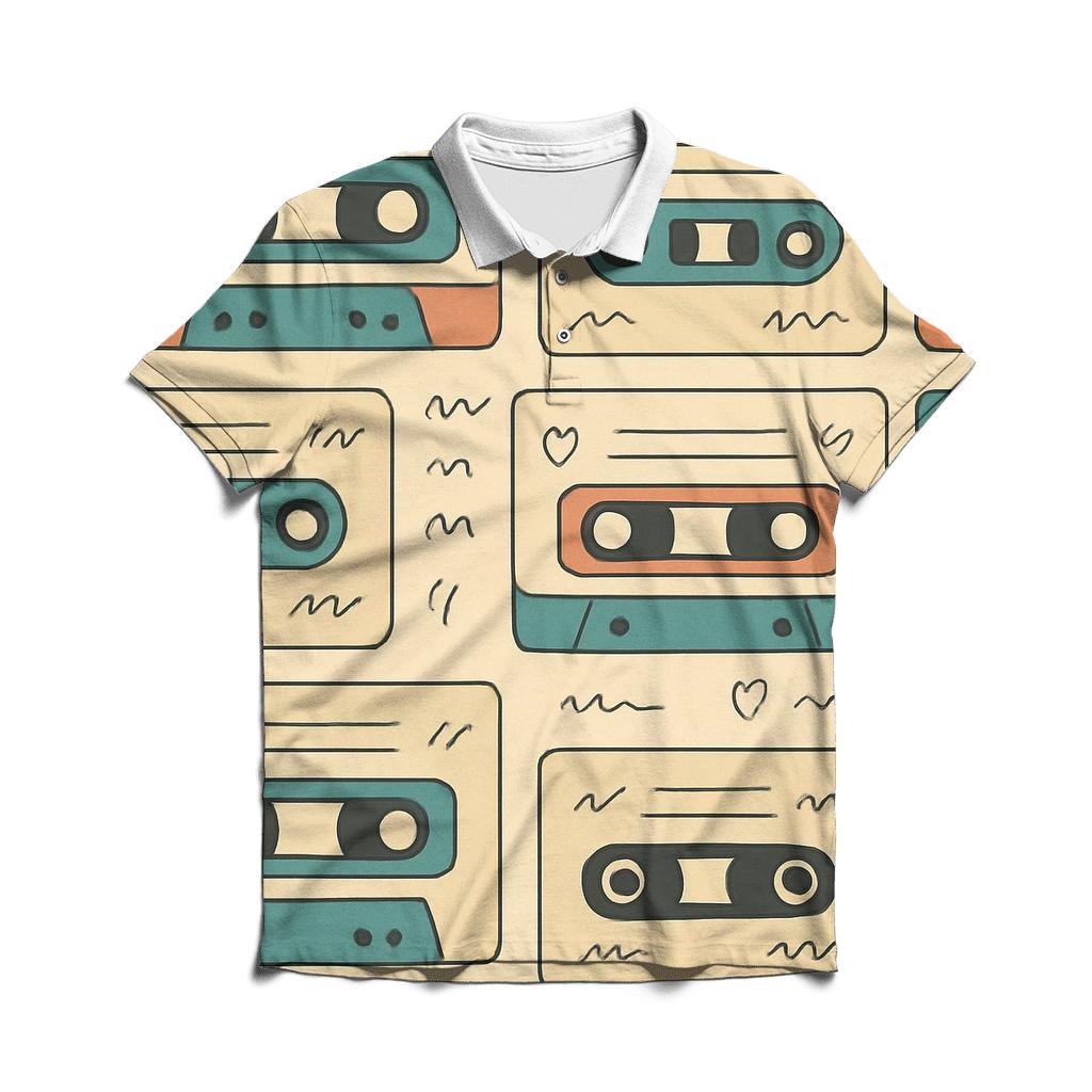Cassette Label Doodle Blocks branded logo polo shirts