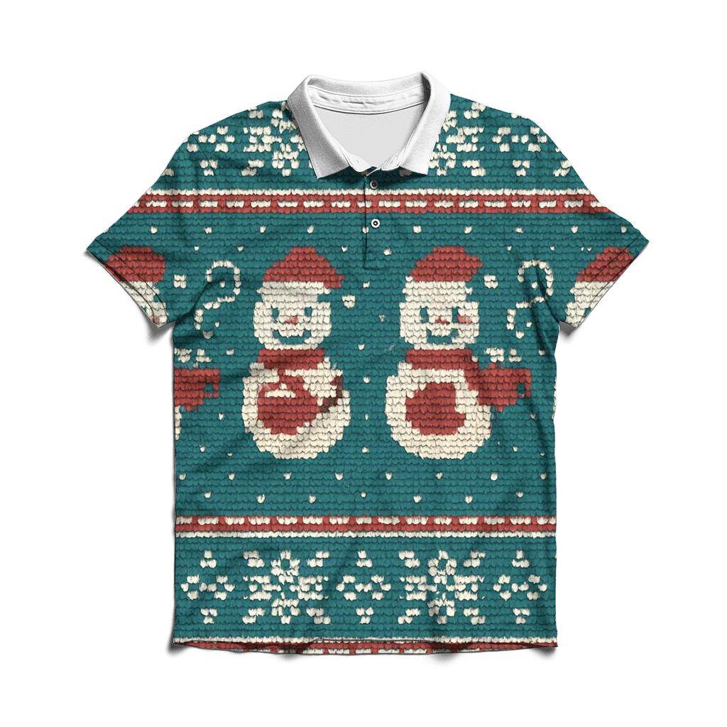 Snowman Cocoa Mug Fair Isle Bands Design classic pique polos