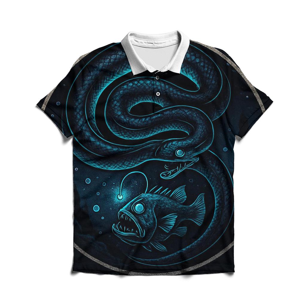 Deep Sea Bioluminescent Ouroboros stylish collar polo tees