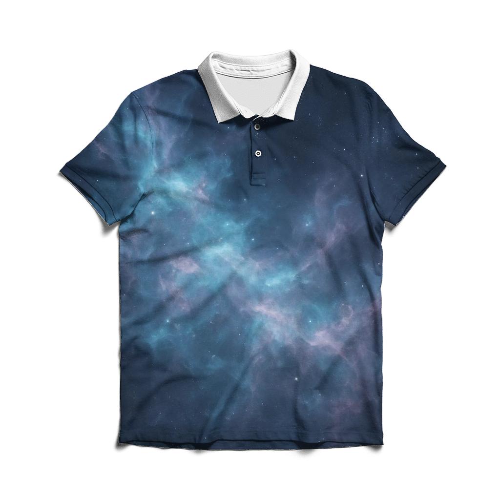 Nebula Filaments Over Dark Lagoon branded logo polo shirts