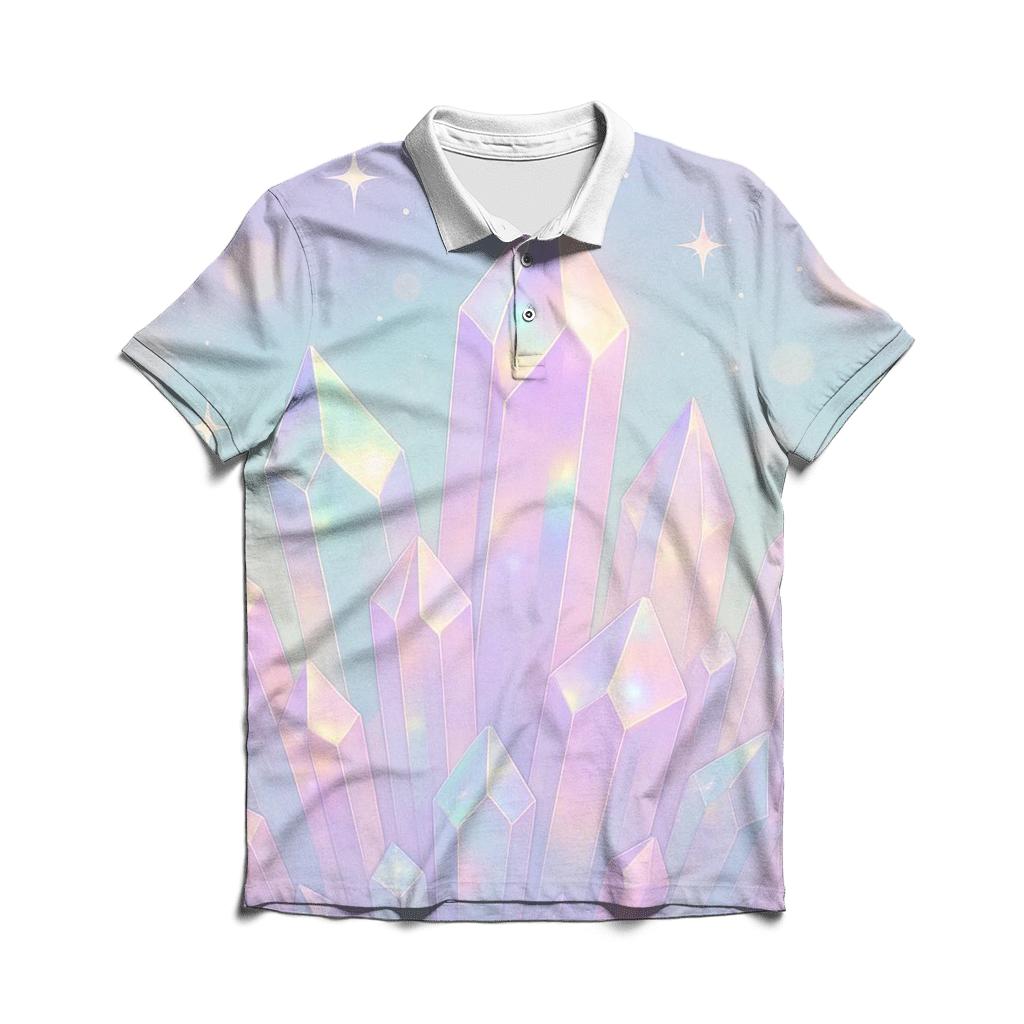 Pastel Aurora Crystal Garden branded logo polo shirts
