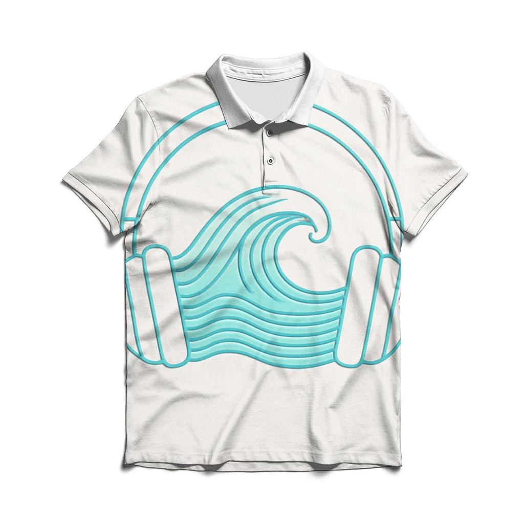 Headphone Ocean Waveform embroidered polo tops