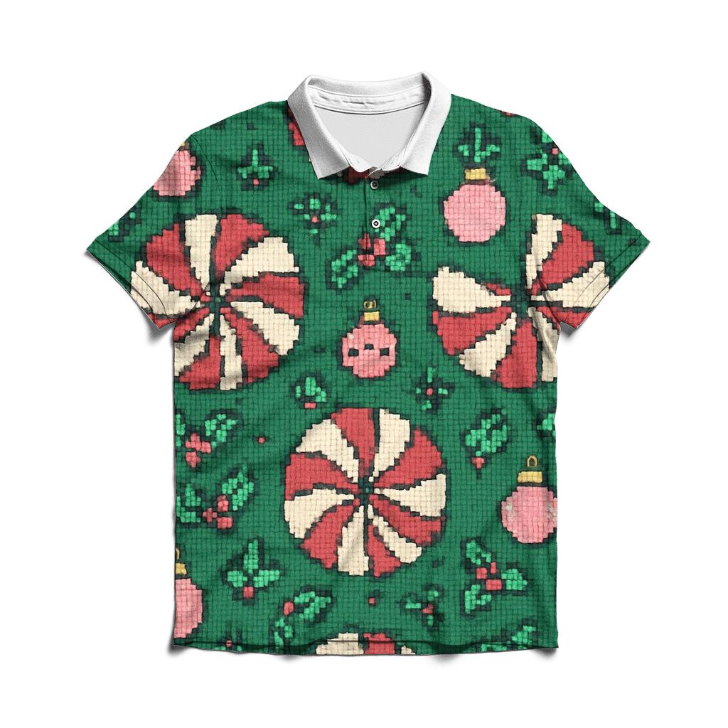 Candy Cane Carousel Wheel Design branded logo polo shirts