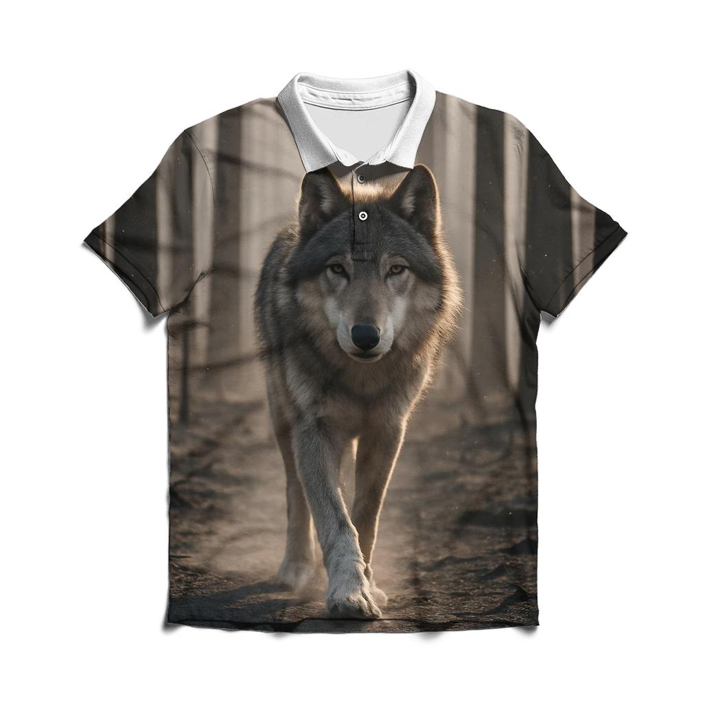 Forest Wolf In Postfire Landscape With Charred Pines classic pique polos