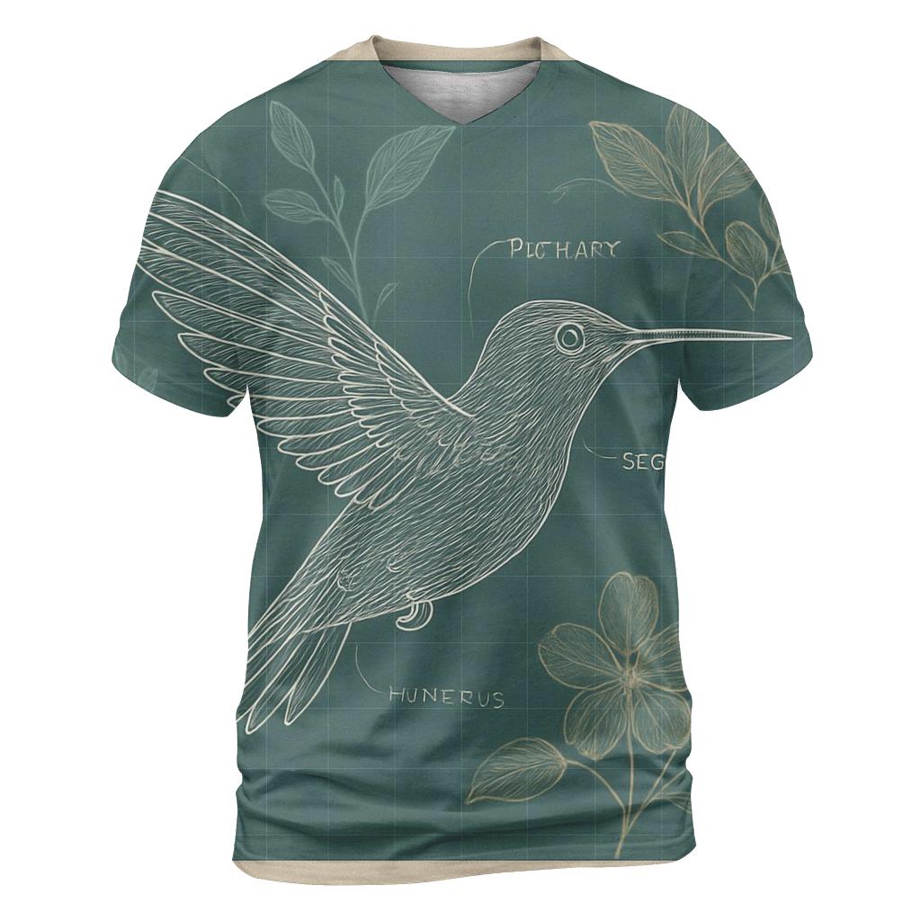 Botanical Blueprint Hummingbird statement graphic shirts